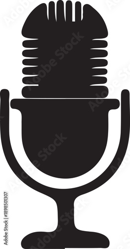 Black microphone icon isolated on transparent background