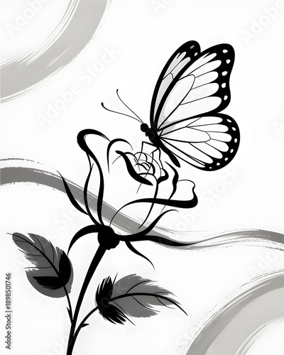 black and white flower