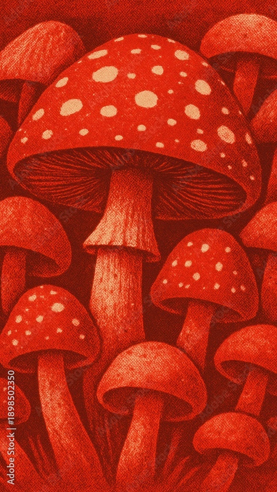 Naklejka premium Vibrant red mushroom mobile wallpaper