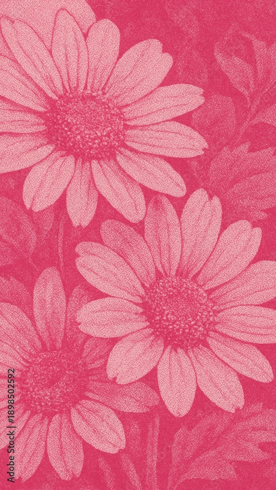 Fototapeta premium Pink daisies vintage mobile wallpaper