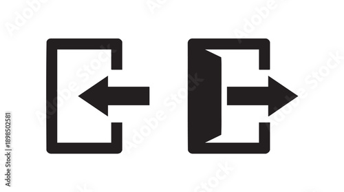 Black Login and Logout Icons Vector Set