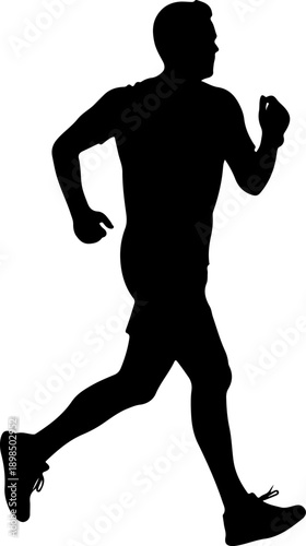 Male athlete running and jogging silhouette vector
