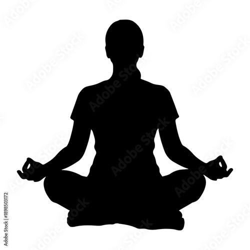 Person meditating in lotus position silhouette vector
