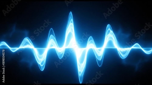 Glowing Blue Waveform Peaks on Dark Tech Background Illustration