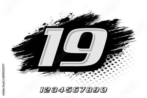 Set of racing sport race number 19 vector template EPS 10