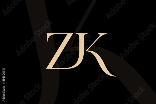ZK or KZ letter logo icon design. Classic style luxury initials monogram.