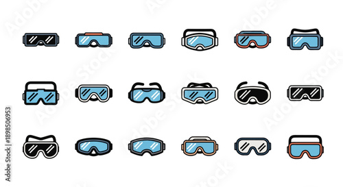 Collection of Virtual Reality Headset Icons.