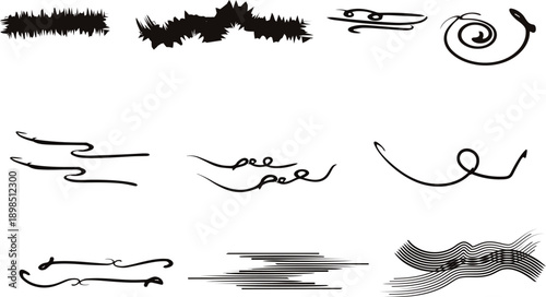 Collection of abstract black line art designs and scribbles