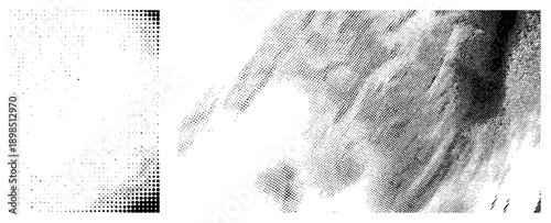 Black and white halftone transitioning from sparse to dense dots, creating visual depth and texture, graphic design element, vector art, print effect.