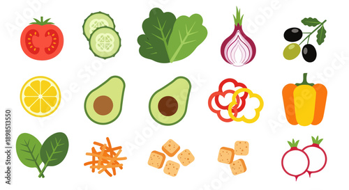 Fresh vegetable salad ingredients
