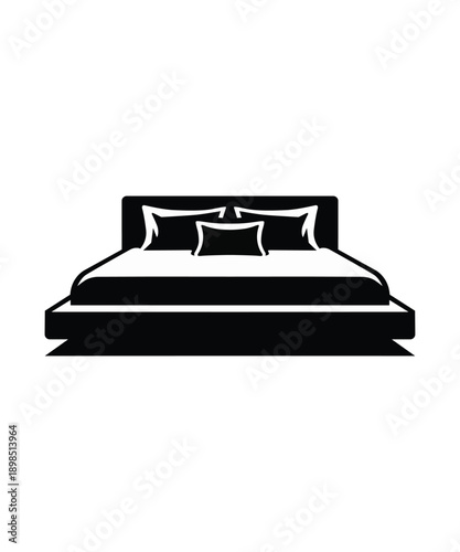 Minimal Luxury Bed Icon Isolated on White Background.
