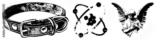 Dog collar made of textured leather, featuring metal buckle, rivets, and, classic pet accessory, pet grooming, fashion.