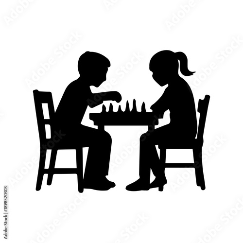 Children playing chess developing strategy skills