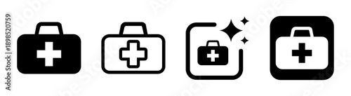 First aid icon for locating medical assistance emergency equipment and trained personnel