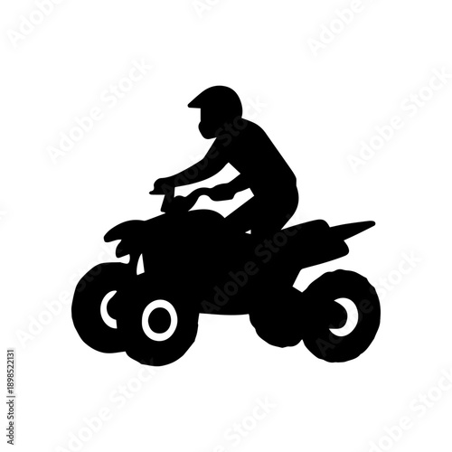 Extreme sport quad bike and motocross rider silhouette
