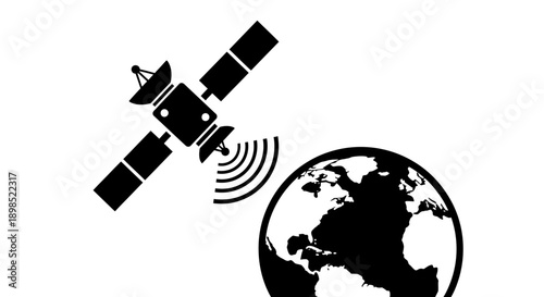 Satellite in space communicating with Earth, symbolizing global connectivity