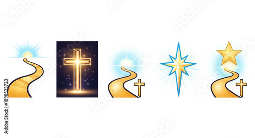 Christianity religious symbols and paths to faith.
