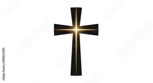 Christian Cross Symbol with Glowing Light.