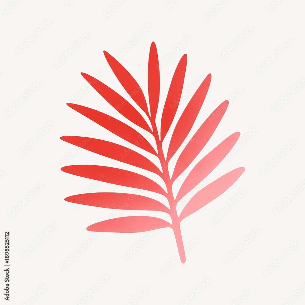 Fototapeta premium Vibrant red palm leaf illustration.