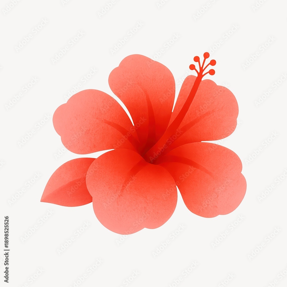 Naklejka premium Vibrant red hibiscus illustration