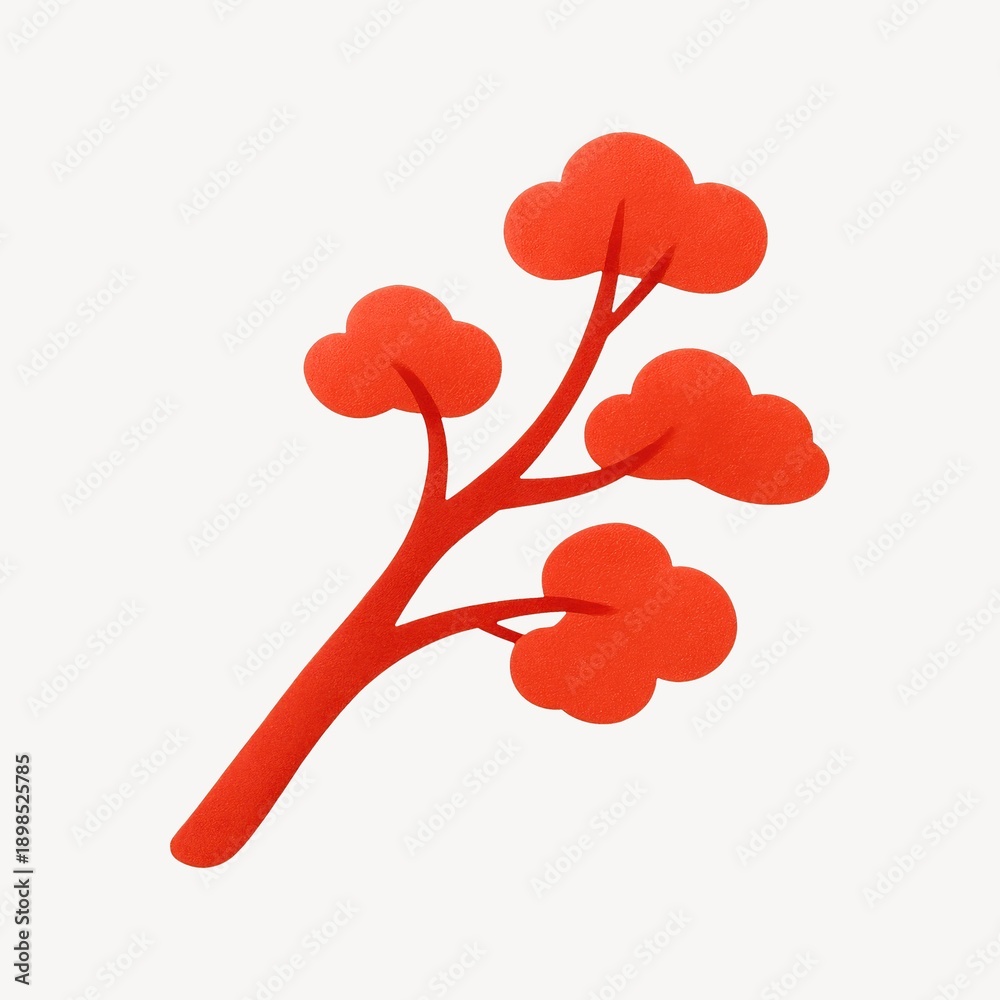 Naklejka premium Minimalist red tree illustration.