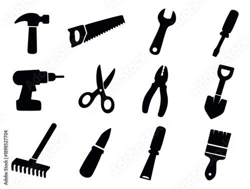 Simple hand tools set featuring a variety of essential implements for DIY and home improvement projects