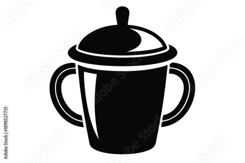 sippy cup line art silhouette vector illustration