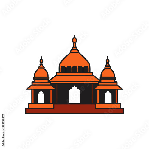 Traditional architectural illustration of a historic indian temple structure