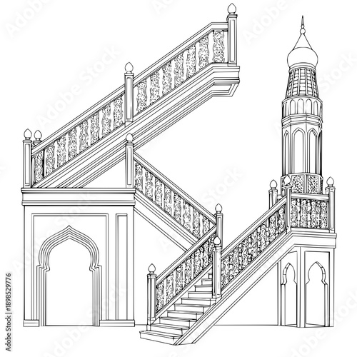 Black silhouette congregation prayer vector set with multiple salah positions on white background