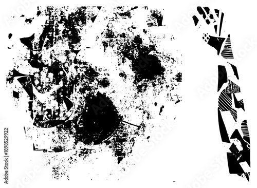 Bold abstract shapes, shattered texture, high contrast vector art, graphic design element, digital collage fragment.