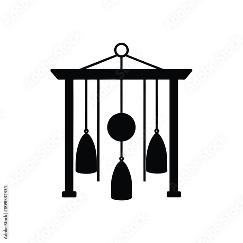 Gong chime silhouette, sound, meditation and peace on white background vector