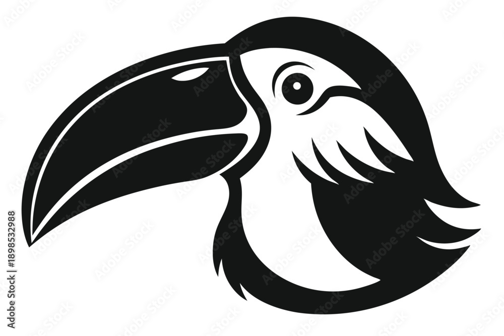 Obraz premium toucan head line art silhouette vector illustration