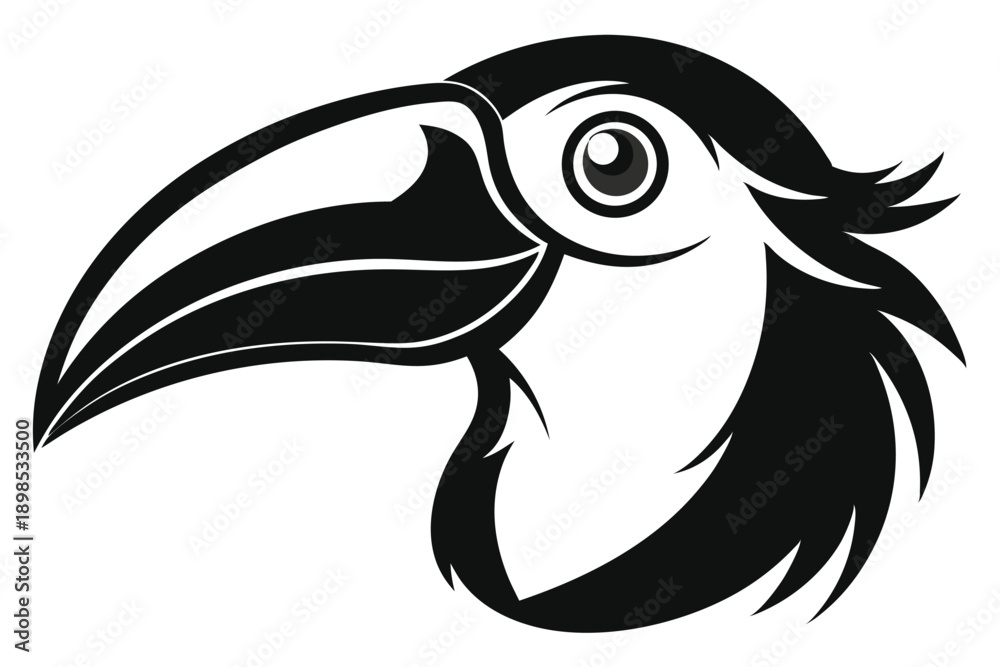 Obraz premium toucan head line art silhouette vector illustration