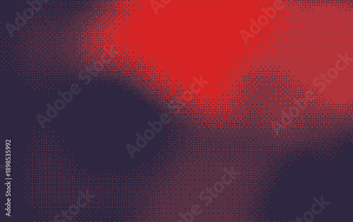Abstract red and blue dither gradient background with retro digital pixel texture