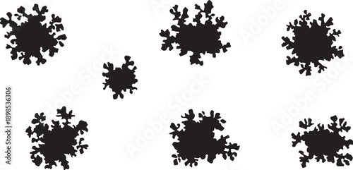 Black Fractal Shapes on White Background Illustration Design