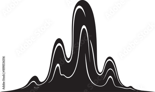 Black mountain range silhouette with white outline graphic design