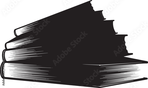 Stack of books in a simple black and white illustration
