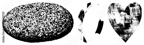 Vector halftone forming stone, abstract glyph, and heart shape,, graphic design elements, isolated foreground, textured dots, stylized forms.