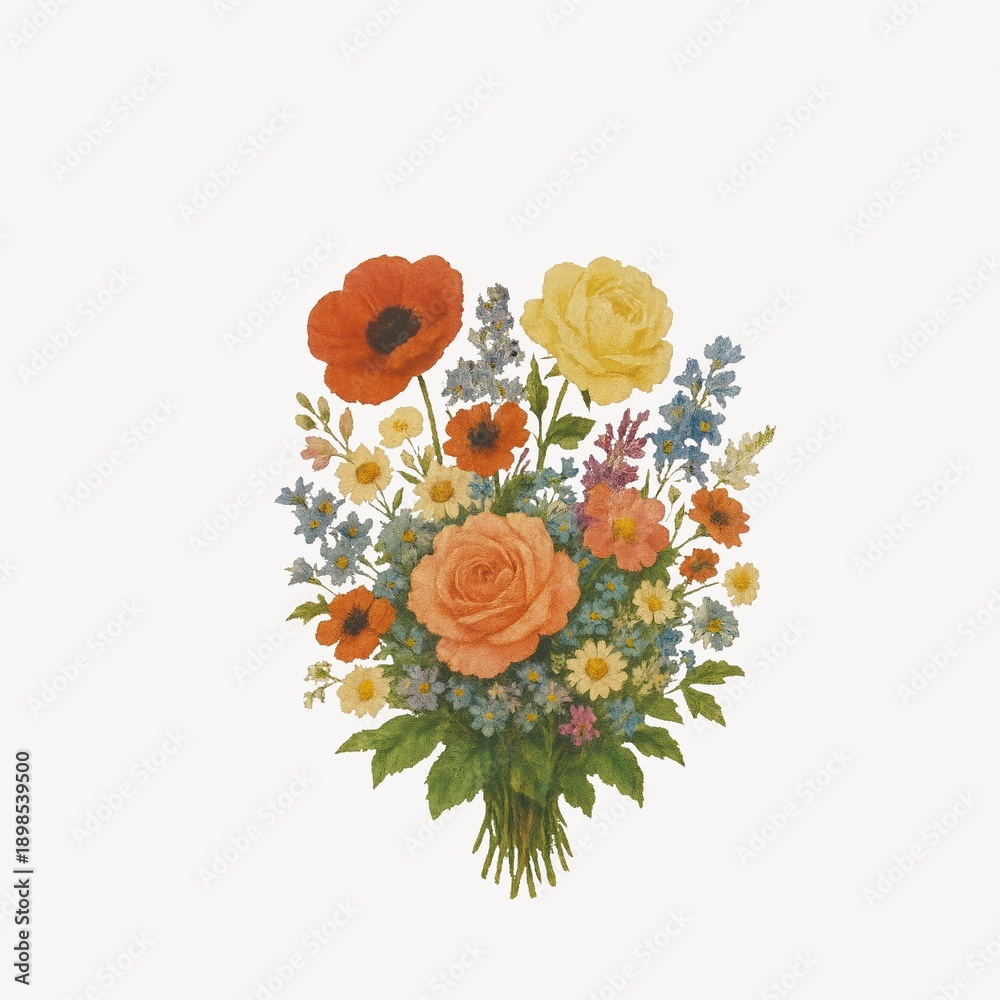 Naklejka premium Vibrant floral bouquet illustration