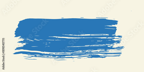 Grunge grainy blue brush stroke with spray texture. Hand drawn distress damaged vintage banner with zigzag bold line. Rough thick brush stroke texture. Spray paint effect vector background. eps 10