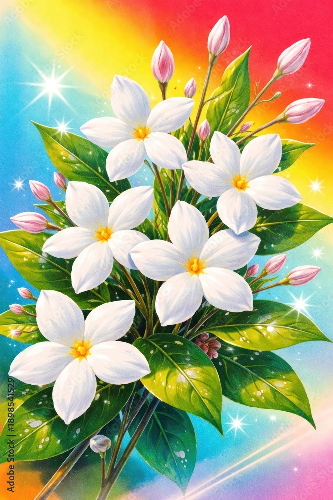 Obraz premium Vibrant floral digital art wallpaper.