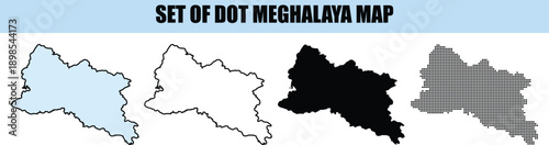 Meghalaya Map Dot Illustrations white background
