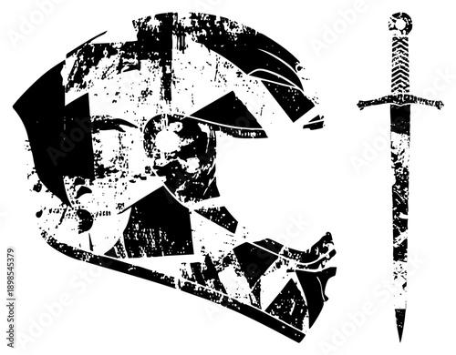 Warrior in full plate armor holding sword, knightly figure, medieval combat gear, battle ready stance, historical warrior.