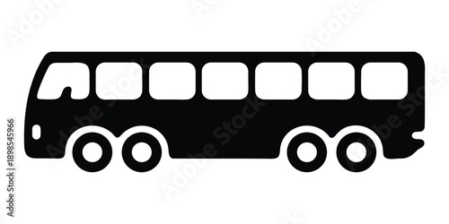 Black silhouette of a long modern passenger city transit bus