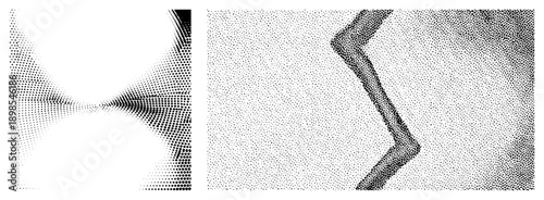 Vector halftone forming dynamic wave shapes, isolated dot art, graphic design element, digital art, gradient, stylized motion, abstract composition.