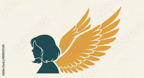 Woman with angel wings symbolic illustration of freedom and empowerment inspirational concept