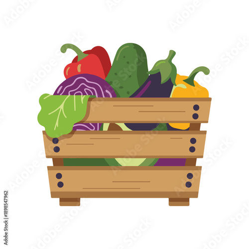 vegetables in a wooden box