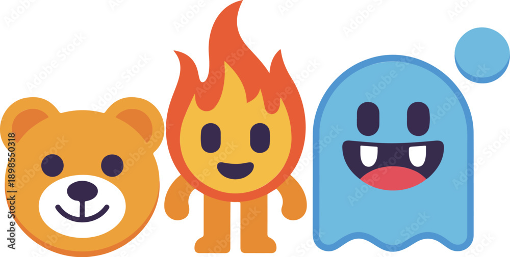Fototapeta premium Cute Monster Outline Character Set Funny Fantasy Creatures and Kawaii Mascots