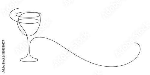 Gass of wine. Continuous line drawing. Frame border.