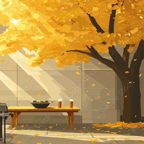 Autumn Backyard Gathering with Food and Drinks